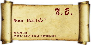 Neer Balló névjegykártya